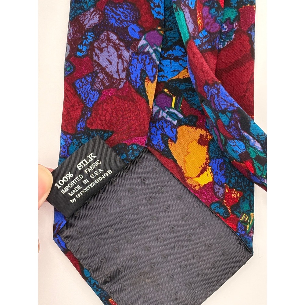 Stonehenge‎ Molecular Expressions Moon Rock Meteorite Silk Tie Red Blue Abstract - Picture 4 of 4